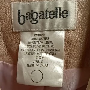 bagatelle 100% leather pink jacket w pink lining, buttons & deep flap pockets 8